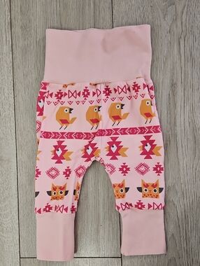 Souris Mini Baby Pink Geometric Owl Bird Print Harem Pants Leggings🩷